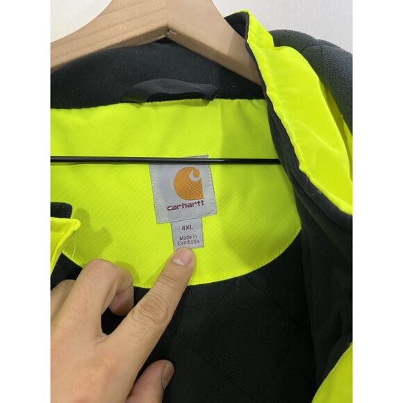 Carhartt Neon Green Jacket Hooded 4XL Reflective Workwear Class 3 Type R ANSI - Picture 5 of 16